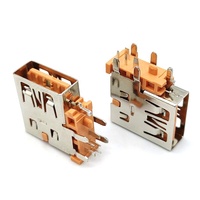 Prise USB 2.0 femelle à charge rapide 5A, 90 degrés, verticale, SMT, 5 broches, isolation orange, profil bas 2,0 mm