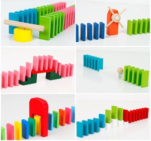 Bloques de construcción de dominó de madera de colores al por mayor, 120 piezas, juegos de mesa apilables, rompecabezas de <span class=keywords><strong>Desarrollo</strong></span> Educativo temprano para niños, juguete - Product Image 6
