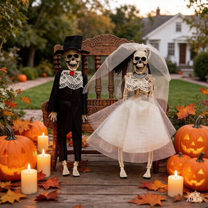 Squelettes suspendus pour <span class=keywords><strong>couple</strong></span> de mariés - 2 décorations squelettes mariée <span class=keywords><strong>et</strong></span> marié pour Halloween, fête maison hantée <span class=keywords><strong>et</strong></span> décoration effrayante - Product Image 5