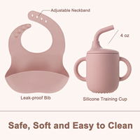 Ensemble d'alimentation pour bébé en silicone de qualité alimentaire sans BPA, assiette à ventouse, bol, bavoir réglable, tasse d'apprentissage avec paille, cuillère, fourchette, vaisselle pour tout-petits
