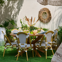 Chaise de bistrot moderne empilable en rotin PE, tressée à la main, imperméable, pour l'extérieur, idéale pour les hôtels et les parcs