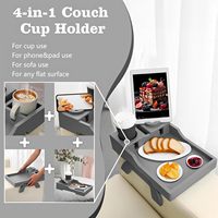 Haute qualité bambou canapé porte-gobelet canapé accoudoir plateau Table pliant Double charnière Clip-on canapé bras plateau pour collations boisson