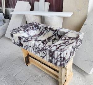 Italie luxe vagli Calacatta Viola Monet évier mural <span class=keywords><strong>en</strong></span> marbre <span class=keywords><strong>grande</strong></span> vanité naturelle avant cannelé <span class=keywords><strong>pierre</strong></span> salle de bain lavabo - Product Image 3