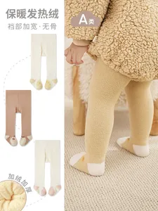 Collants pour <span class=keywords><strong>bébé</strong></span> automne-hiver, doublés polaire, épaissis, chauds, sans coutures, mignons, chaussettes-leggings pour nouveau-né, motif dessin animé, polyester - Product Image 1