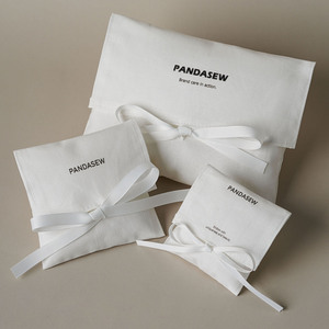 PandaSew Custom Logo <b>White</b> Cotton <b>Envelope</b> Jewelry Bag for Ring Earring Bracelet Necklace Hairpin Packaging Jewelry Pouch - Product Image 1
