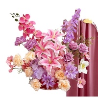 Arrangements de roses et de lys artificiels en soie et en plastique pour mariage, fiançailles, allées et tables de réception