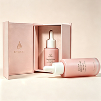 Flacons compte-gouttes en verre bleu mat de haute qualité, cylindriques, vides, pour sérum visage et huiles essentielles, 20ml, 30ml, 40ml, avec boîte d'emballage cosmétique