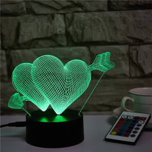 Lámpara led <span class=keywords><strong>de</strong></span> acrílico 3d estilo Corazón <span class=keywords><strong>de</strong></span> amor para Día <span class=keywords><strong>de</strong></span> San Valentín, romántica, decoración <span class=keywords><strong>de</strong></span> escritorio, regalo para amante - Product Image 2