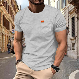 Men's Summer Cotton Bamboo Fiber Short Sleeve <b>T</b>-<b>Shirt</b> <b>With</b> <b>Pocket</b> Regular Fit O-Neck Casual Wear 2024 - Product Image 4