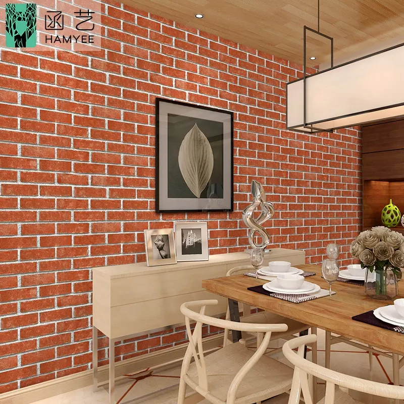 chinese textured bedroom non woven wood wall paper 3d brick wallpaper for wall