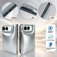 Étui de téléphone pliable en cuir PU métallisé, souple et antichoc, avec découpes précises pour iPhone Duo, personnalisable OEM