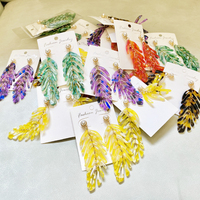 Agustina — boucles d'oreilles en feuille Monstera, fait à la main, plante tropicale hawaïenne, ensemble de bijoux en acrylique, 2022