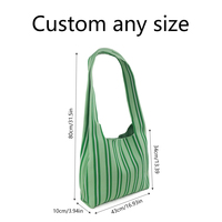 MOQ 50 PIÈCES Sac fourre-tout en crochet personnalisé avec logo, sac à bandoulière tricoté à rayures pour femme, sac de plage et de voyage, fournisseur en gros