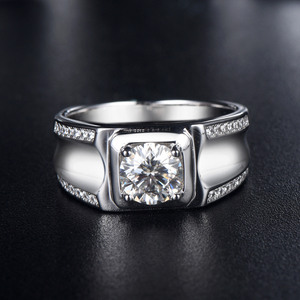 Anello da Uomo in <span class=keywords><strong>Argento</strong></span> Sterling <span class=keywords><strong>925</strong></span> Placcato Oro Bianco con Zirconia Cubica Classica Personalizzabile dalla Fabbrica di Gioielli Sun Star - Product Image 2