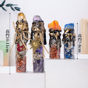 Arc-en-ciel Crystal Chips Wish Bottle - Golden Healer Energy Healing Raw Stone Manifestation Jar avec Natural Gemstone Mix - Product Image 2