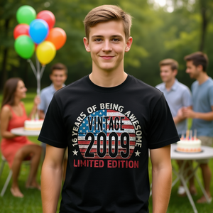 T-shirt vintage pour garçon, 16e anniversaire, 2009, célébrez le 16e anniversaire avec style - Product Image 3
