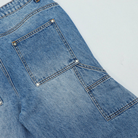 Pantalon en denim bleu lavé en jeans avec patch de broderie complet pour hommes et hommes