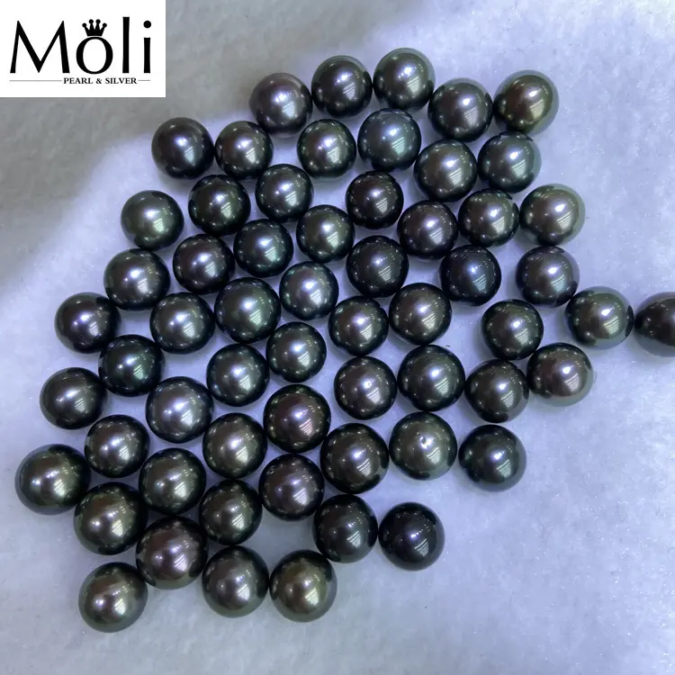 Nice Quality 9.5-10ミリメートルRound Black Peacock Color Seawater Tahiti Loose PearlためWholesale DIY Jewelry