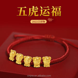 Bijoux de Dubaï Plaqué or Cinq tigres <span class=keywords><strong>Envoyer</strong></span> des bénédictions Bracelet corde rouge Femme Homme Corde noire Corde tissée à <span class=keywords><strong>la</strong></span> main Tigre - Product Image 5