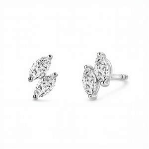 Modern Marquise Lab Grown Diamond Ear Climber <b>Stud</b> <b>Earrings</b> in 925 Sterling Silver Titanium 10K 14K 18K Gold Minimalist Fine - Product Image 2