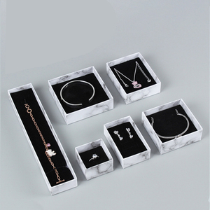 Marble Texture Pattern <b>White</b> Cardboard Paper Jewelry <b>Boxes</b> <b>Gift</b> Packaging Square Necklace Bracelet Jewelry Box With Custom Logo - Product Image 3