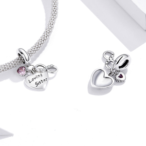 Colgante BSC414 de Plata de Ley 925 con letras de cuentas, bonito abalorio de amor para amigas, regalo de accesorio perfecto para <span class=keywords><strong>Hermanas</strong></span> y novias - Product Image 3