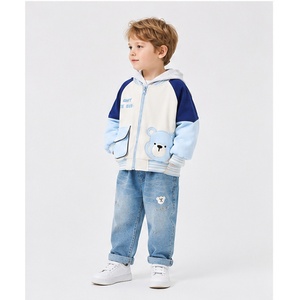 <span class=keywords><strong>Veste</strong></span> de baseball à capuche pour garçons MZJ avec applique ours, style décontracté, color-block, fermeture éclair, pour l'automne et le quotidien - Product Image 4