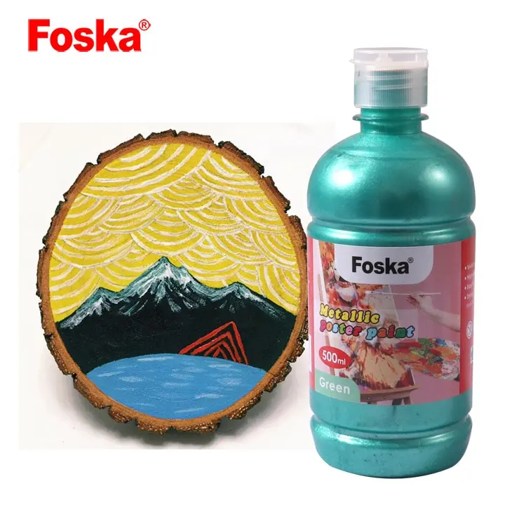 Foska สีสันที่อุดมไปด้วยเมทัลลิคอาร์ตแอนด์แครฟท์โปสเตอร์สีหลัก 500 มล. พร้อมฝาปิดผนึกพลาสติก