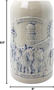 Essence of Europe Gifts Wine Stein Munich Beer Wagon Gres Taza 0,7 Litros Diseño moderno Uso para fiestas - Product Image 6
