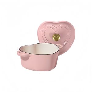 <span class=keywords><strong>Cocotte</strong></span> <span class=keywords><strong>en</strong></span> <span class=keywords><strong>fonte</strong></span> émaillée <span class=keywords><strong>en</strong></span> forme de cœur avec couvercle et doubles poignées pour mijoter, braiser et cuire au gaz ou sur cuisinières vitrocéramiques - Product Image 4