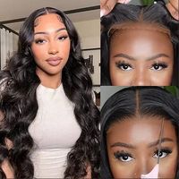 Perruque Lace Front HD 13x4 Body Wave, Cheveux Humains Vierges Brésiliens Noir Naturel, Ligne de Cheveux Pré-Pluckée, Bonnet Petit, Densité 180%