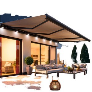 Auvent rétractable moderne électrique, cadre en alliage d'aluminium, <span class=keywords><strong>toile</strong></span> en polyester imperméable pour terrasse extérieure, balcon, télécommande - Product Image 1