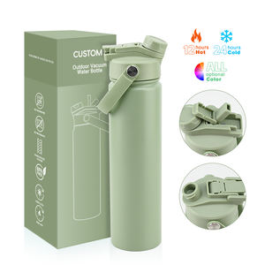 Garrafa Esportiva Personalizada com Logo, Frasco Térmico Isolado de Dupla Parede, Copo de 18oz, 25oz, 24oz em Aço Inoxidável com Alça - Product Image 1