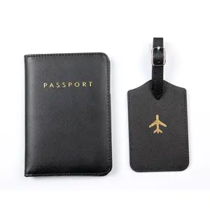Yüksek kaliteli özel Logo PU deri pasaport kapağı pasaport tutucu bagaj etiketi seyahat cüzdanı kart durumda