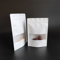 14x20cm Doypack Kraft Fenêtre Type Blanc Kraft Papier Sac Zip Lock Stand up Pouches pour Date Noix Snacks Emballage