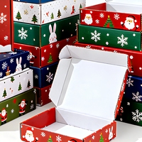 Boîtes d'expédition de Noël en forme d'avion, boîte à courrier ondulée imprimée de dessins animés de Père Noël et d'arbre, emballage cadeau de vacances pour cosmétiques et bonbons
