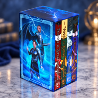 Ensemble de livres de fantasy en édition collector personnalisée, couverture rigide, boîte de protection, estampage à chaud en or, série de romans, auteurs, éditeurs