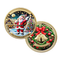 Pièce commémorative de Noël transfrontalière personnalisée, plaquée or et argent, colorée, bicolore, ronde, en relief