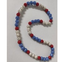 Collier de perles inspiré du baseball avec strass de 22 pouces Colliers discoball pour les amoureux de l'équipe-Boules disco de 10mm-Drip pour joueur de baseball