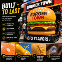 Moule à hamburger gonflable géant personnalisé, avec base en PVC imperméable, adapté aux restaurants de restauration rapide et aux festivals culinaires