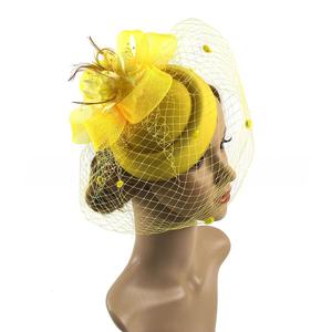 En gros, Coiffe de mariée européenne, Voile vintage, Fascinator, Accessoires capillaires à plumes, <span class=keywords><strong>Chapeau</strong></span> élégant pour courses hippiques et événements de <span class=keywords><strong>mariage</strong></span> - Product Image 2