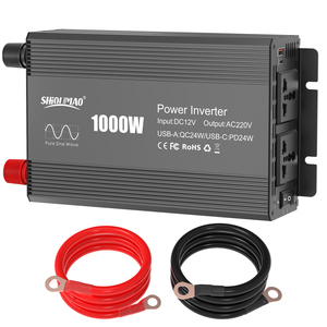 Convertisseur d'Ondes Sinusoidales Pures 12V vers <span class=keywords><strong>220V</strong></span> 1000W pour Appareils Ménagers, Voiture, Camping-Car, Alimentation Électrique, Conversion d'Énergie Solaire - Product Image 1