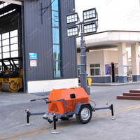 Tours d'éclairage mobiles portables pliables télescopiques diesel de 7 m avec 4 lampes LED de 400 W pour éclairage de travail nocturne en extérieur