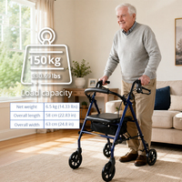 Déambulateur pliant Relaxsmith SR1006-B en acier au carbone pour personnes âgées, certifié CE, hauteur réglable, capacité de charge 150 kg
