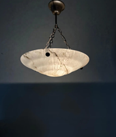 Lustres ronds de plafond de luxe de salon de villa d'albâtre de pierre de marbre naturel et lampes suspendues pour les lampes suspendues modernes