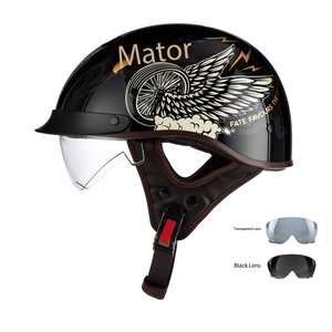 Casco <span class=keywords><strong>de</strong></span> Motocicleta para Hombre, Medio Casco con Lente Transparente Universal para Todas las Estaciones, Casco para Mujer - Product Image 1