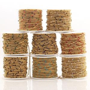 <b>Beaded</b> Chain 18k Gold Enamel Round Stainless Steel Jewelry Findings For Bracelet Making DIY Accessories - Product Image 1