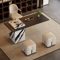 Table à thé en marbre pour salon moderne ; simple et luxueuse ; table à thé intégrée pour préparer le thé