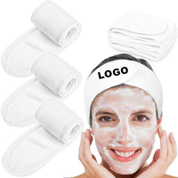 Bandeau de spa en microfibre personnalisé avec logo tissé blanc et noir pour femmes et filles, pour le soin de la peau, le lavage du visage, le maquillage