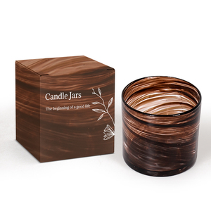 Nuevo Diseño, Recipientes de Vidrio Soplado a Mano para Velas, Color Humo, con Patrón en Espiral, Jarra de Vidrio Ámbar Soplado de Lujo con Empaque - Product Image 1